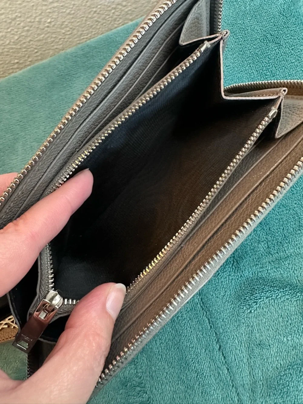 YSL Saint Laurent Gray Zip Around Wallet Leather Silver Hardware - Picture 11 of 16